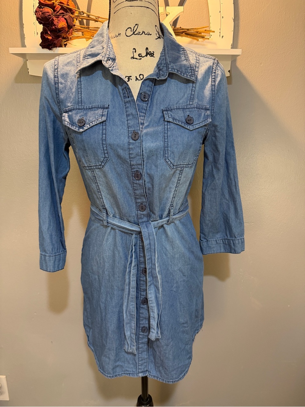 CI SONO Denim Shirt Dress in Light Blue Wash Sz S